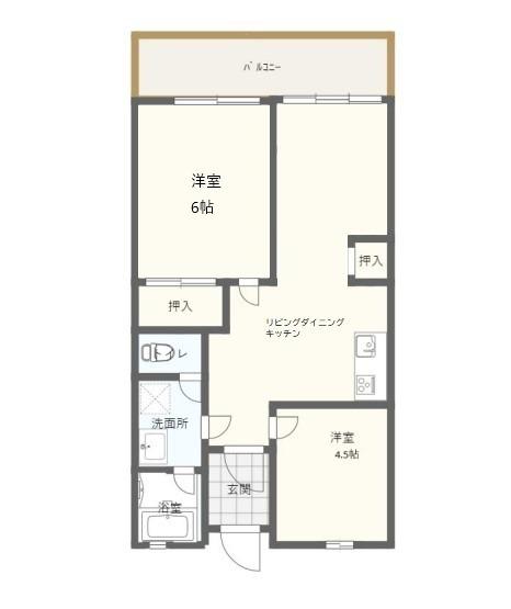 横浜マリンハイツ2号棟(2LDK/6階)の間取り写真