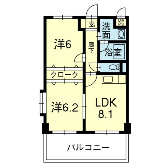 シャトル ARITA(2LDK/3階)の間取り写真