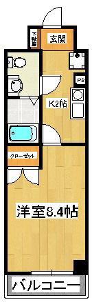 ジュモー京成船橋(1K/1階)の間取り写真