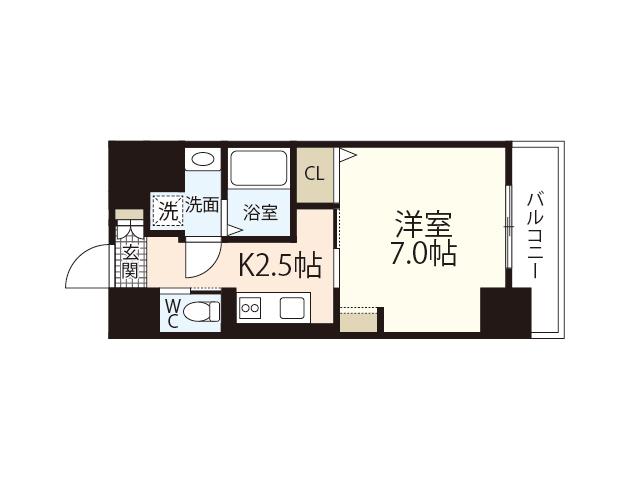 REGION(1K/6階)の間取り写真