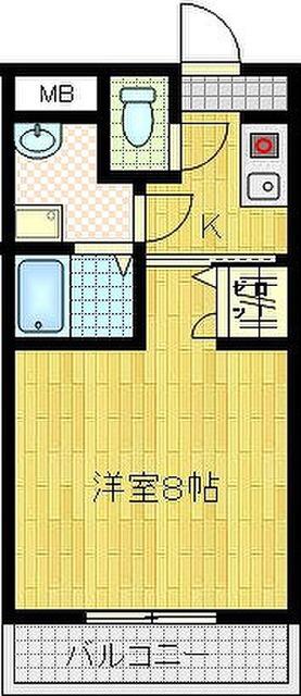 グリーンパレス66(1K/2階)の間取り写真