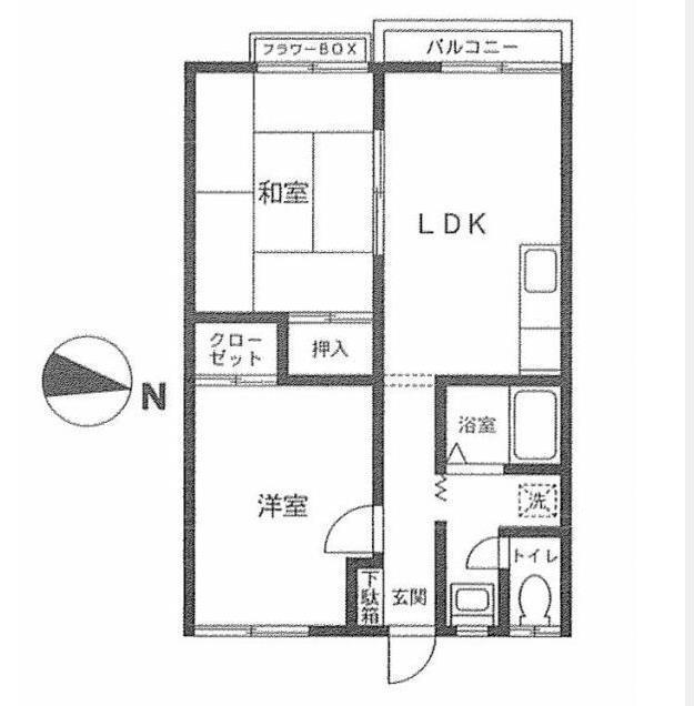 グレイスヒル(2LDK/2階)の間取り写真