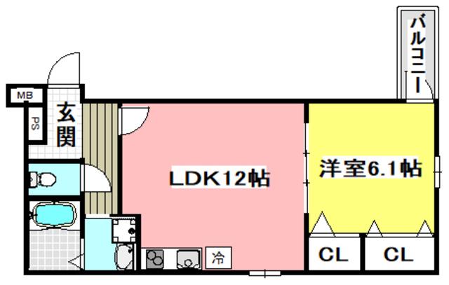 フジパレス戸伏町II(1LDK/1階)の間取り写真