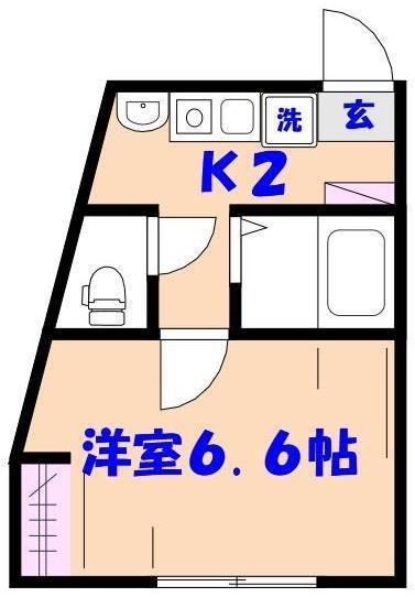 ウィン矢切(1K/1階)の間取り写真