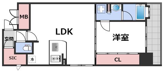 レジェンドール心斎橋イースト(1LDK/3階)の間取り写真