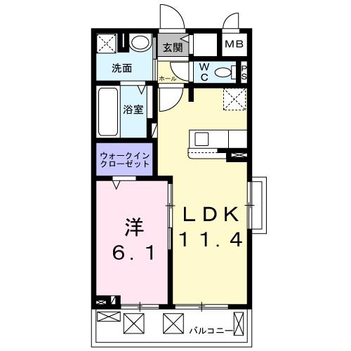 ベルソレイユ(1LDK/2階)の間取り写真