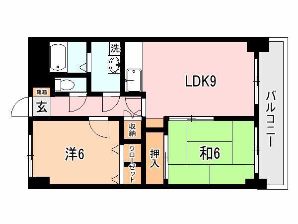 DELPHI鴨池I(2LDK/6階)の間取り写真