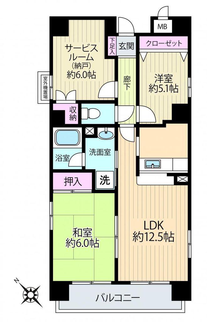WELLVALLEY井土ヶ谷(2SLDK/4階)の間取り写真
