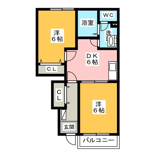 セレッソヒルズI(2DK/1階)の間取り写真