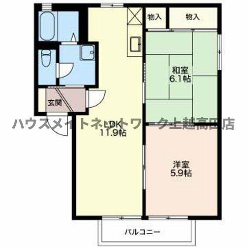 カサベルデ(2LDK/2階)の間取り写真