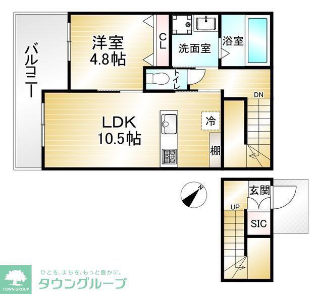 INOテラス(1LDK/2階)の間取り写真