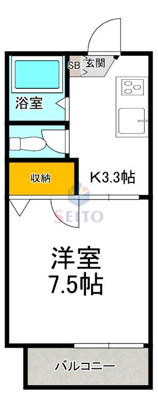 エクセルコート千里山(1K/2階)の間取り写真