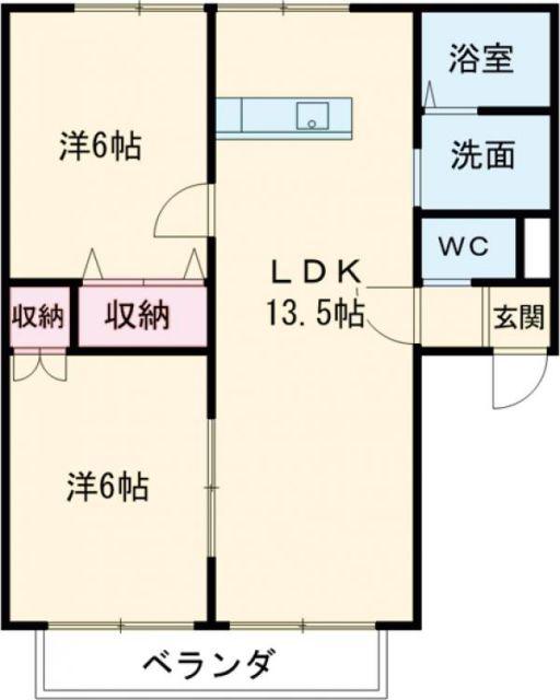 ウエストワン(2LDK/2階)の間取り写真