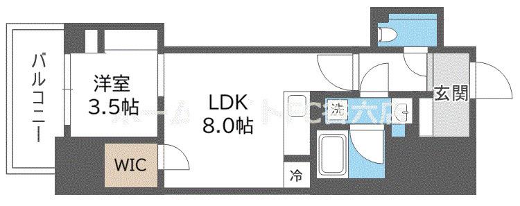 アーバネックス谷町四丁目(1LDK/2階)の間取り写真