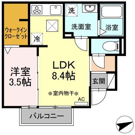 セレーノ(1LDK/1階)の間取り写真