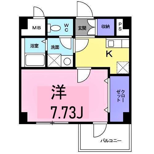 T&A横浜白金(1K/3階)の間取り写真