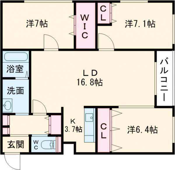 クレールマンション人見(3LDK/1階)の間取り写真