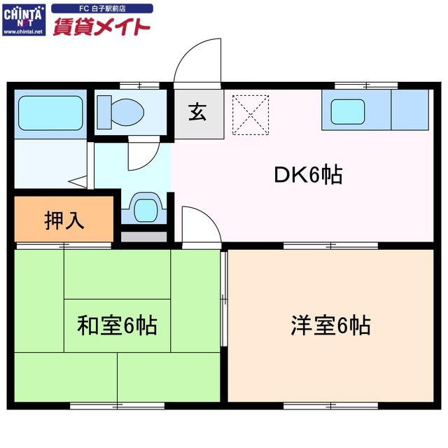 八代ハイツ(2DK/1階)の間取り写真