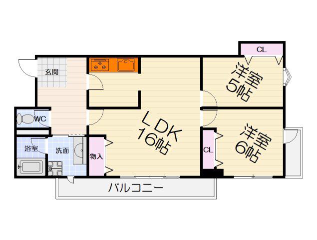 UDベルビラ(2LDK/2階)の間取り写真