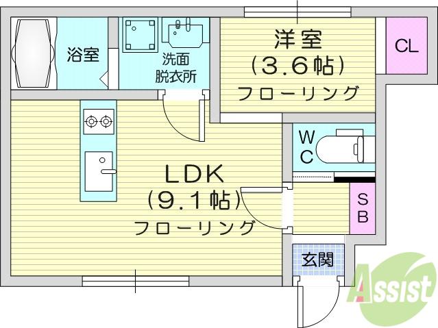 QRESTIA(1LDK/1階)の間取り写真