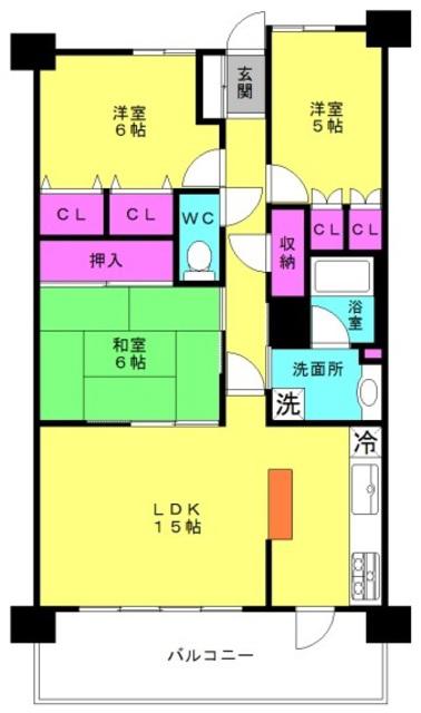 WILLDO西明石(3LDK/4階)の間取り写真