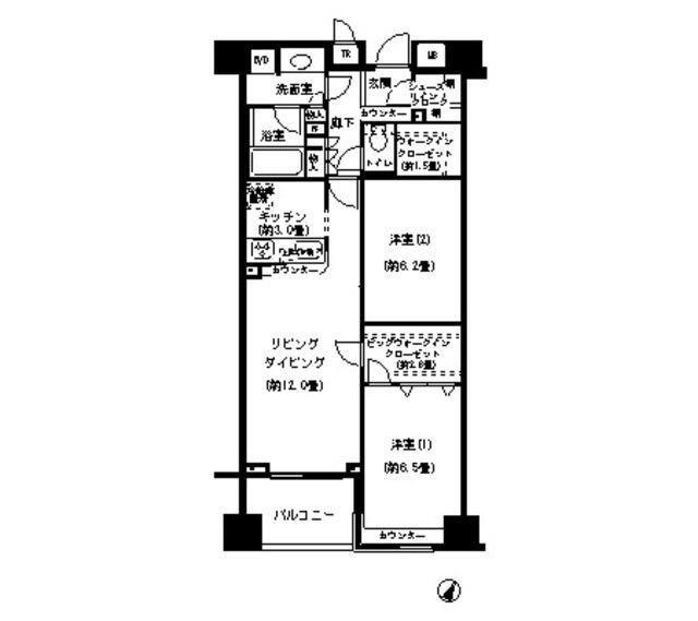 KDXレジデンス日本橋水天宮(2LDK/6階)の間取り写真