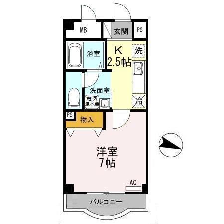 岩田マンション(1K/3階)の間取り写真