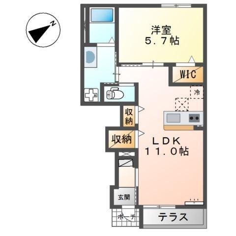 ラ・ルーチェ(1LDK/1階)の間取り写真