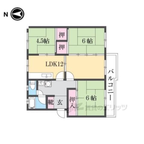 男山第2109棟(3LDK/4階)の間取り写真