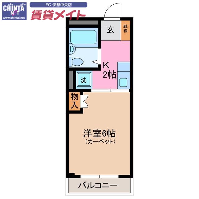 杉沢ハイツ(1K/2階)の間取り写真