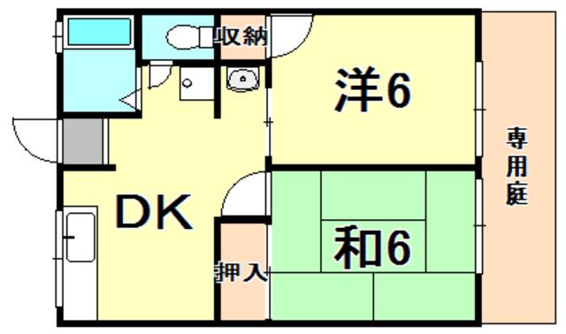 キクノハイツ(2DK/1階)の間取り写真