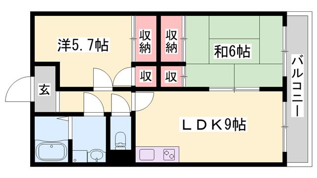 ラフェスタ二見(2LDK/3階)の間取り写真
