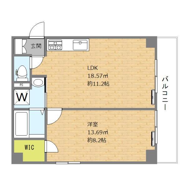MUビル(1LDK/3階)の間取り写真
