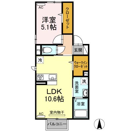 パレット(1LDK/2階)の間取り写真