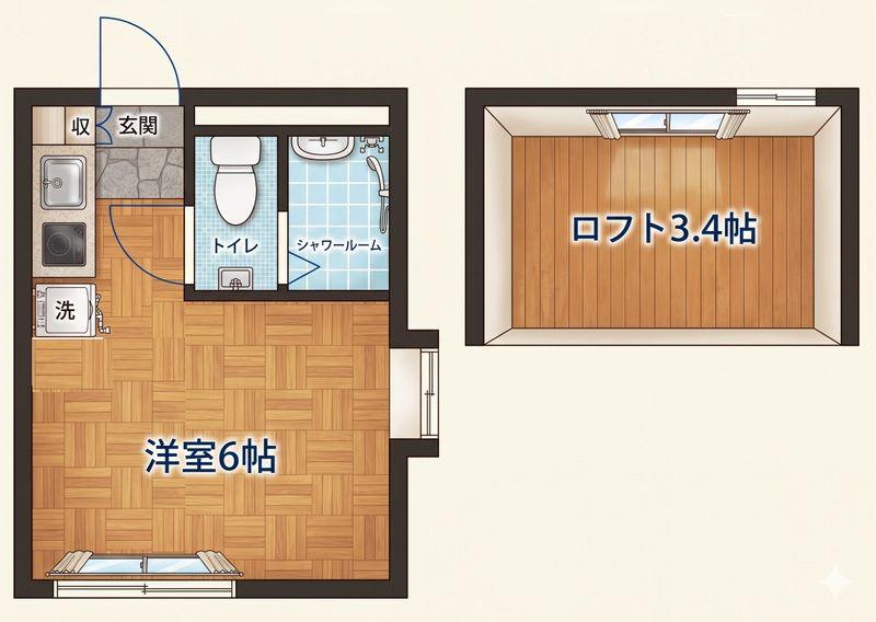 ユナイト阪東橋ヴェルティエ(ワンルーム/2階)の間取り写真