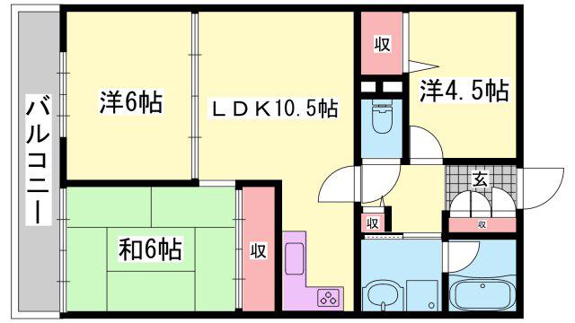 アルコ・ラ・カーサ姫路土山(3LDK/4階)の間取り写真