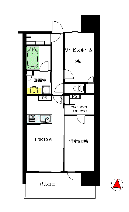 ザ・ライオンズ横川(1SLDK/5階)の間取り写真