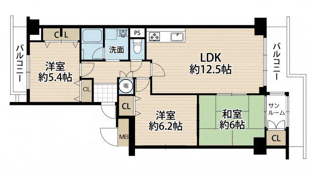 エバーグリーンポートアイランド6号棟(3LDK/9階)の間取り写真