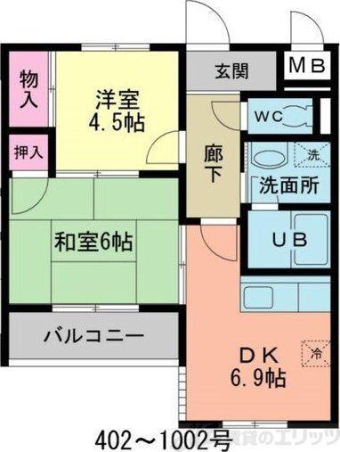 エクセルOGM(2DK/10階)の間取り写真