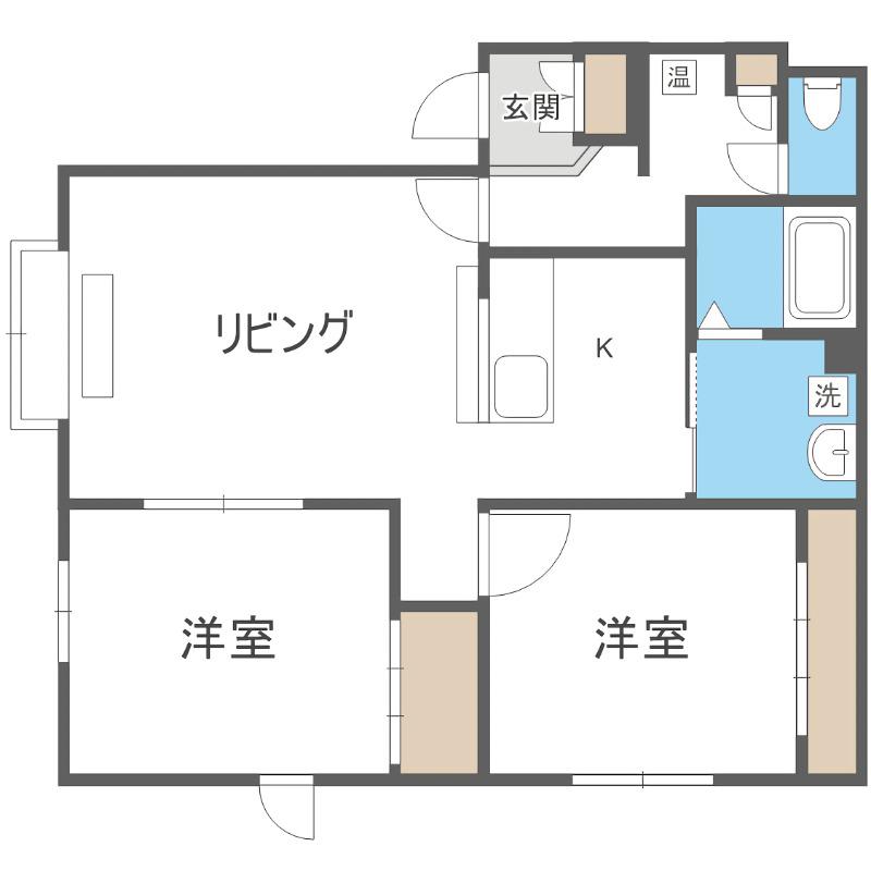 パルミー白石(2LDK/2階)の間取り写真