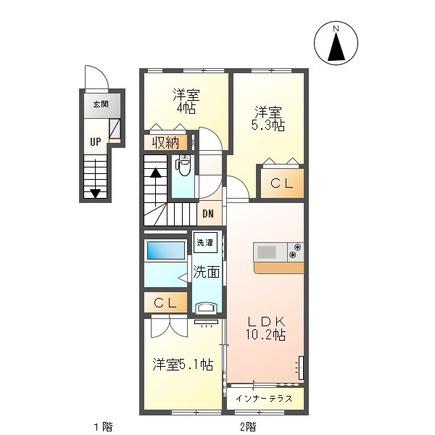 アメニティ Mー1(3LDK/2階)の間取り写真