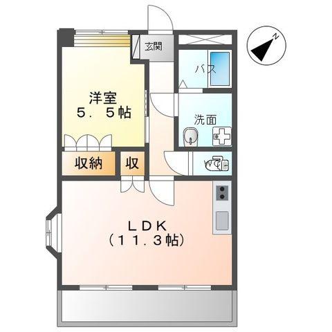 ひばりヶ丘ハイツ(1LDK/2階)の間取り写真