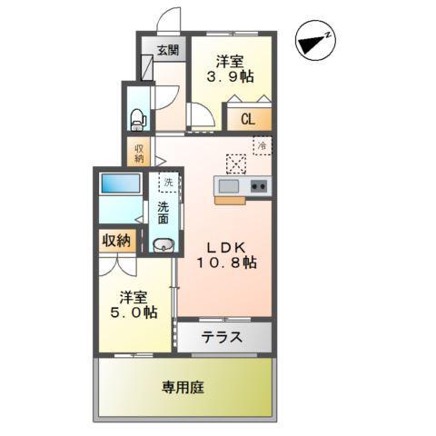 クレール(2LDK/1階)の間取り写真