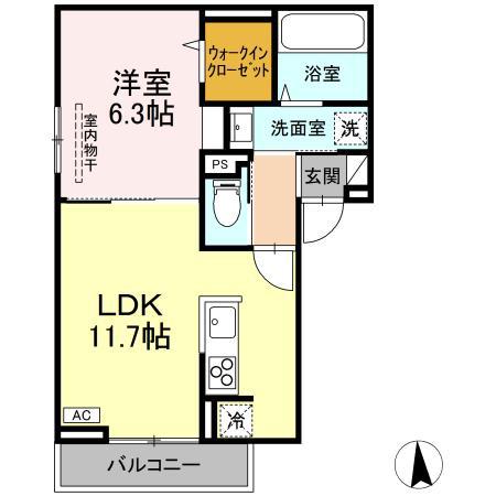 RESUA向中野 B棟(1LDK/2階)の間取り写真