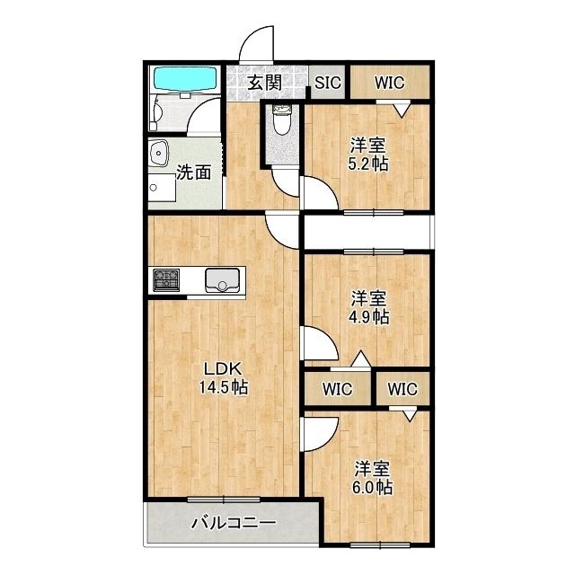 リバブル富士見台(3LDK/3階)の間取り写真