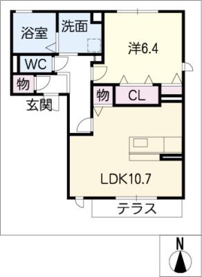 セブン フローラ(1LDK/1階)の間取り写真