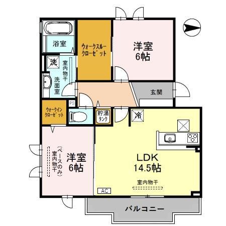 ミルフロイデ(2LDK/1階)の間取り写真