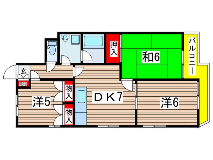 ガーデニア荒畑(3DK/4階)の間取り写真