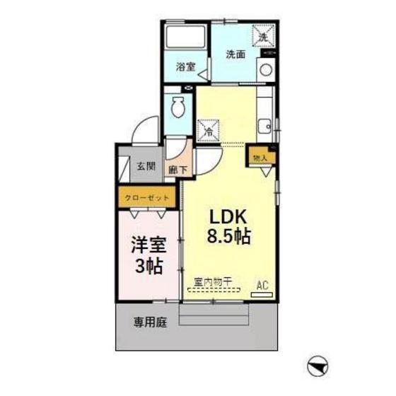 ディールームときわ台(1LDK/1階)の間取り写真