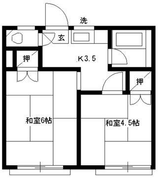 西ヶ原ハイムI(2K/1階)の間取り写真